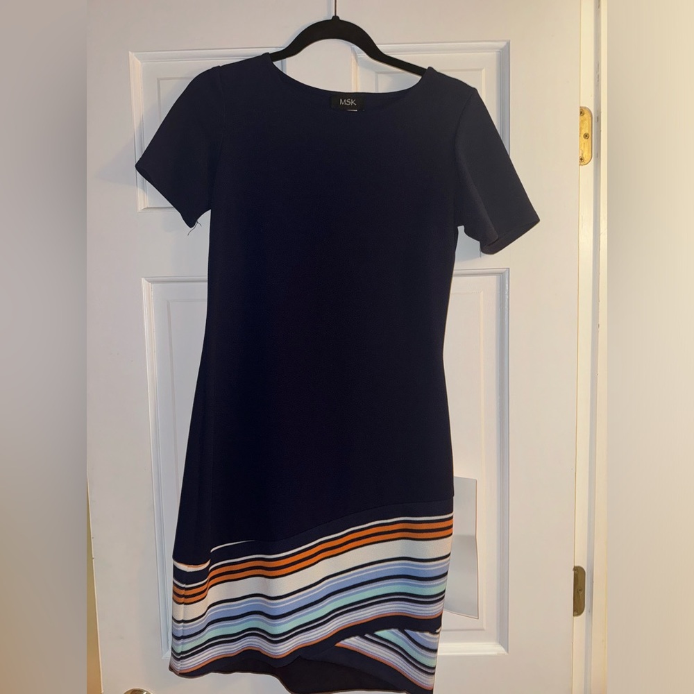 MSK Women's Navy Striped Dress